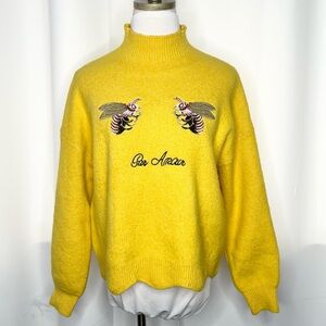 CODE X MODE Embroidered Bumblebee Mock Neck Sweater